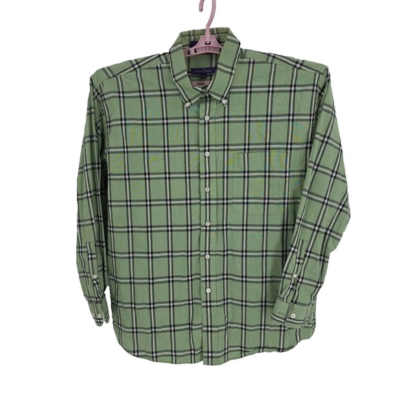 Alan Flusser Other - Alan Flusser Green Black and White Check LS Men's Shirt 100% Cotton Size